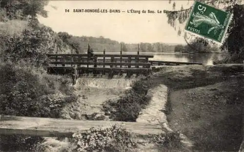 Ak Saint Honoré les Bains Nièvre, Etang du Seu, Barrage