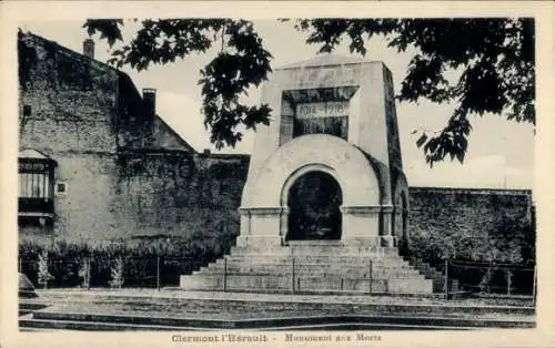 Ak Clermont l'Hérault Hérault, Monument aux Morts