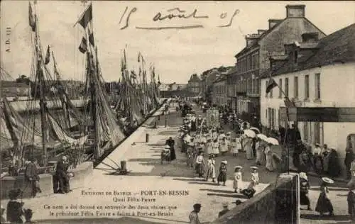 Ak Port en Bessin Calvados, Quai Felix Faure