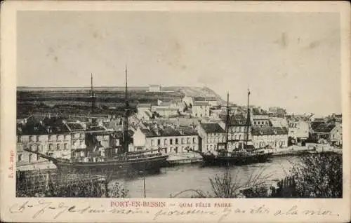 Ak Port-en-Bessin Calvados, Quai Felix Faure