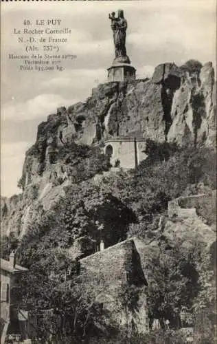 Ak Le Puy en Velay Haute Loire, Le Rocher Corneille, Notre Dame de France