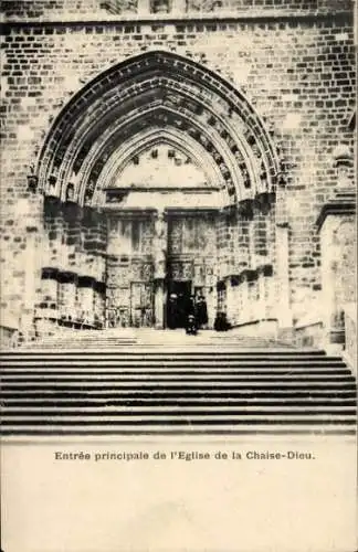 Ak La Chaise Dieu Haute Loire, Entree principale de l'Eglise