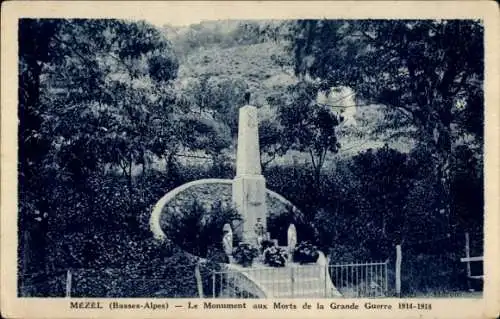 Ak Mézel Alpes-de-Haute-Provence, Kriegerdenkmal