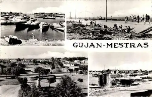 Ak Gujan Mestras Gironde, Strand, Hafen