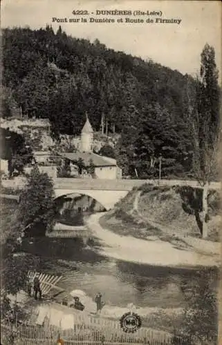 Ak Dunières Haute Loire, Pont sur la Duniere, Route de Firminy