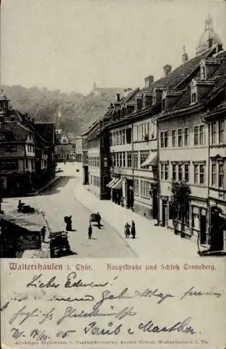 Relief Ak Waltershausen in Thüringen, Hauptstraße, Schloss Tenneberg