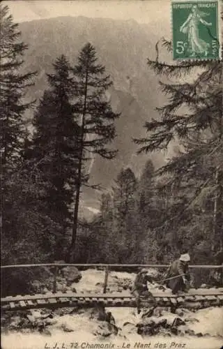 Ak Chamonix Mont Blanc Haute Savoie, Le Nant des Praz, Brücke