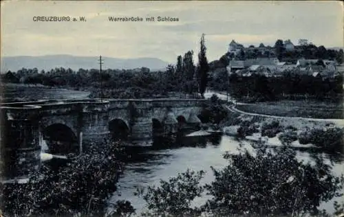 Ak Creuzburg an der Werra, Werrabrücke, Schloss