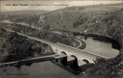 Ak Saint Nicolas des Eaux Pluméliau Morbihan, Blavet-Tal, Tunnelausfahrt, Bahnstrecke