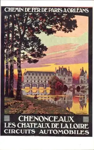 Künstler Ak Duval, C., Chenonceaux Indre et Loire, Chateaus de la Loire, Automobile Circuits