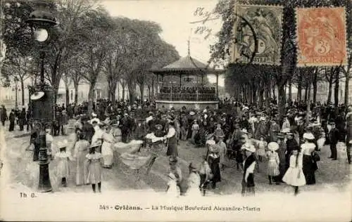 Ak Orléans Loiret, La Musique Boulevard Alexandre-Martin