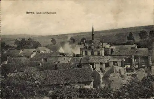 Ak Berru Marne, Total mit Rathaus, Ruine