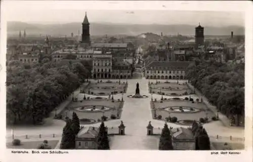 Ak Karlsruhe in Baden, Blick vom Schlossturm