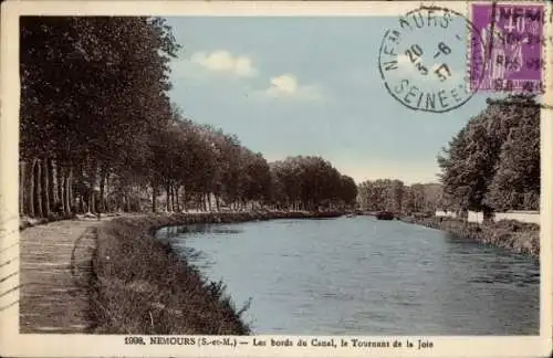 Ak Nemours Seine-et-Marne, Les bords du Canal, Tournant de la Joie