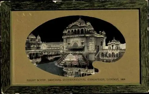 Passepartout Ak London City England, Imperial International Exhibition 1909, Nacht Szene