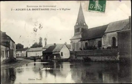 Ak Auchy la Montagne Oise, Die Kirche
