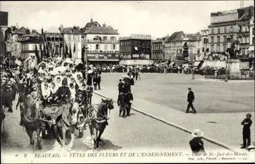 Ak Beauvais Oise, Blumen- und Bildungsfestivals, Festwagen von Saint-Just-des-Marais