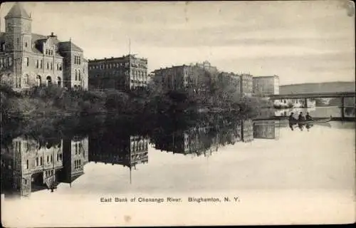 Ak Binghamton New York USA, Chenango River, East Bank