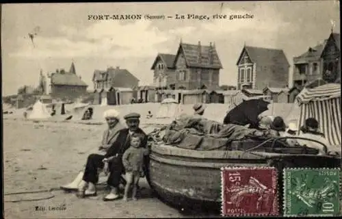 Ak Fort Mahon Plage Somme, der Strand, linkes Ufer