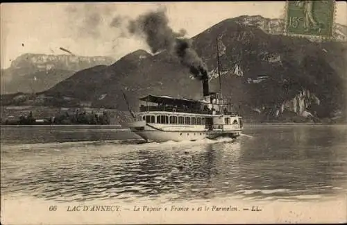 Ak Annecy Haute Savoie, See, Le Vapeur Frankreich und Parmelan