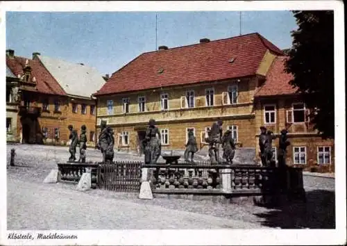 Ak Klášterec nad Orlicí Klösterle Region Pardubice, Marktbrunnen