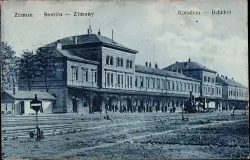 Ak Zemun Semlin Zimony Beograd Belgrad Serbien, Palyaudvar, Bahnhof, Gleisseite