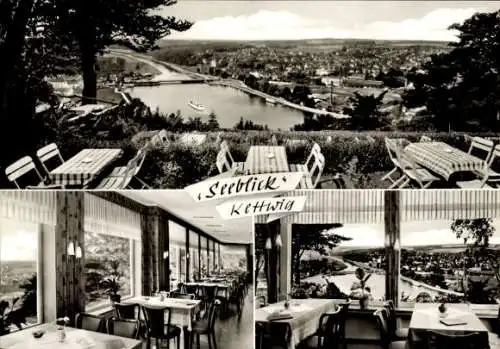 Ak Kettwig Essen im Ruhrgebiet, Restaurant Haus Seeblick, Blick von der Terrasse, Innenansichten