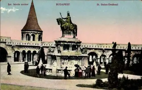 Ak Budapest Ungarn, St Stefan Denkmal