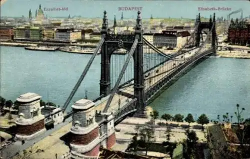 Ak Budapest Ungarn, Elisabethbrücke