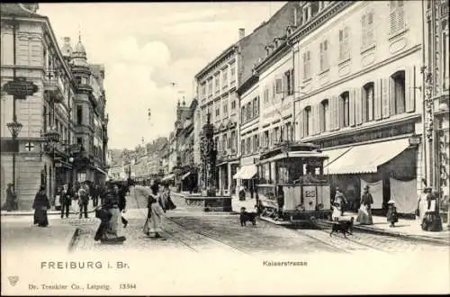 Ak Freiburg im Breisgau, Kaiserstraße, Tram 25