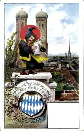 Ak München, Münchner Kindl, Frauenkirche, Wappen