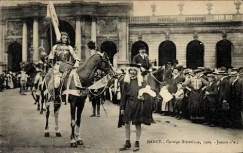 Ak Nancy Meurthe et Moselle, Festzug 1909, Jeanne d'Arc