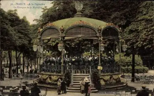 Ak Nancy Meurthe et Moselle, A la Pepiniere, Le Kiosque de la Musique