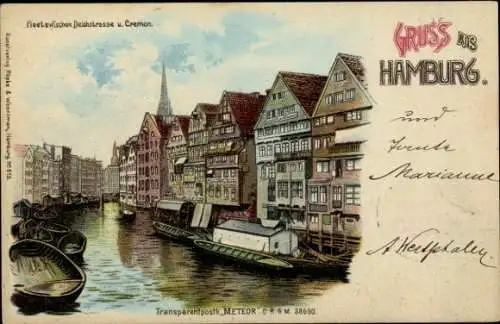 Halt gegen das Licht Litho Hamburg Mitte Altstadt, Fleet zwischen Deichstraße und Cremon