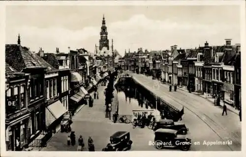 Ak Bolsward Fryslân Niederlande, Grotemarkt, Appelmarkt