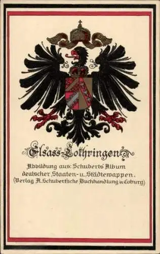 Wappen Ak Elsass Lothringen, Schubert's Album deutscher Staaten- und Städtewappen