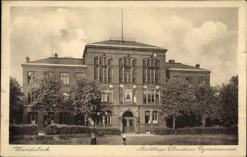 Ak Hamburg Wandsbek, Matthias Claudius Gymnasium, Vorderansicht