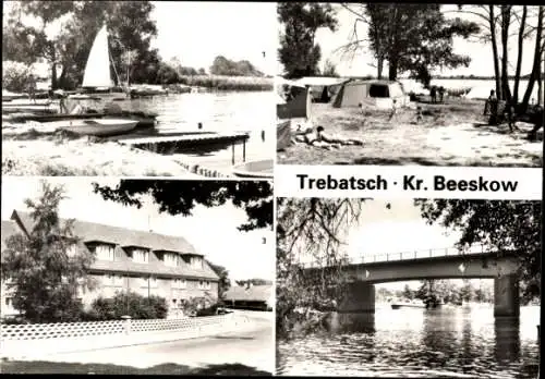 Ak Trebatsch Tauche in Brandenburg, Bootshafen, Schwielochsee, Zeltplatz E/15 Birkenwäldchen