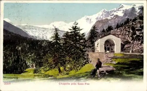 Ak Saas Fee Kanton Wallis, Kapelle