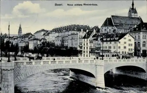 Ak Basel Stadt Schweiz, Rheinbrücke