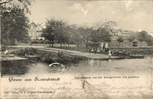 Ak Schwabstedt an der Treene Nordfriesland, von der Anlegebrücke gesehen