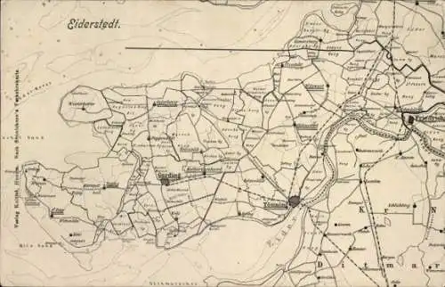 Landkarten Ak Halbinsel Eiderstedt in Nordfriesland, Tönning, Garding