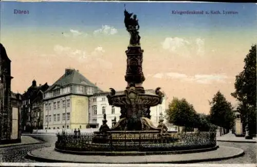 Ak Düren im Rheinland, Kriegerdenkmal, Katholisches Lyzeum