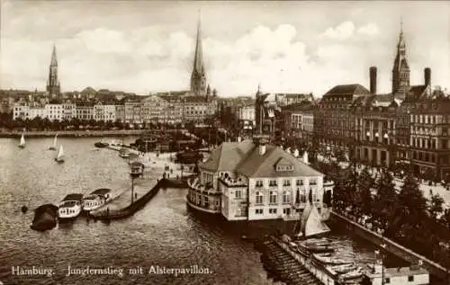 Ak Hamburg Mitte Neustadt, Jungfernstieg, Alsterpavillon