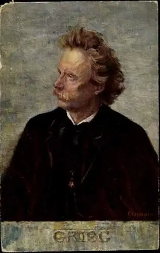 Künstler Ak Eichhorn, Komponist und Pianist Edvard Grieg, Portrait