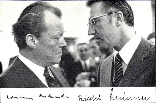 Ak Bundeskanzler Willy Brandt, Friedel Schirmer, Autogramm