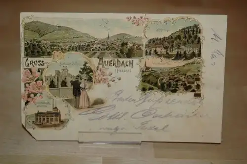 AK \"Gruss aus Auerbach\" 1902 Lithographie Auerbach Hessen