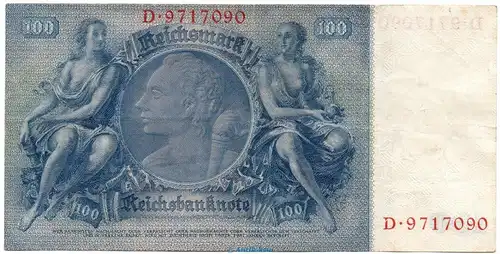 Reichsbanknote , 100 Mark Schein U-D in gbr. DEU-211,  Ros.176, P.183, vom 24.06.1935 , Drittes Reich