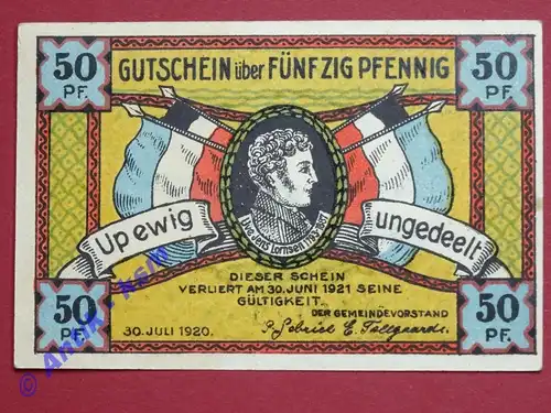 Notgeld Steinfeld , Schleswig Holstein , vollständiger Satz mit 1 Schein , Seriennotgeld , 1262.2 , von 1920