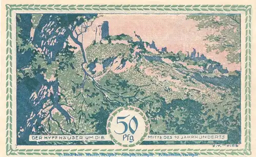 Notgeld RKB Kyffhäuser Berlin 91.1 , 50 Pfennig Schein -A- in kfr. von 1921 , Brandenburg Seriennotgeld